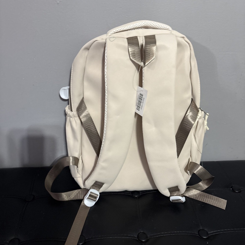 NEW MONSTERS LARGE School BACKPACK Beige Girls Or Boys - Picture 3 of 4